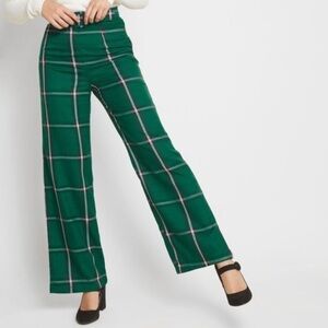 Collectif x ModCloth Green Plaid Giacinta Belted Trousers Pant Size Small NWT